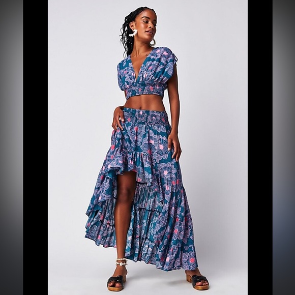 Free People Dresses & Skirts - Free People Morning Sun 2-Piece Set - Medium - Blue & Pink Floral